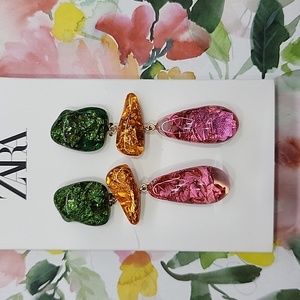 Zara Style Colorful Gold Drop Earrings